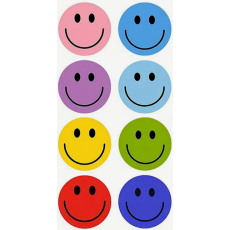 Smiley Face Stickers - Assorted - Roll of 50's